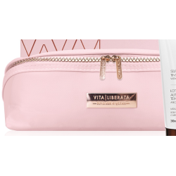 Pfringshandske med rosa toilettaske